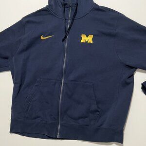 Nike Full Zip Hoodie Michigan Wolverines Sweatshirt Navy Blue Men's size XXL 2XL